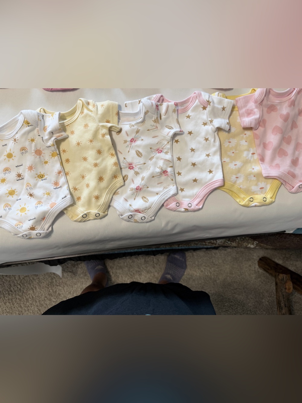 Newborn Baby Girls Mixed Pastel One-Piece Bodysuits - Set of 6